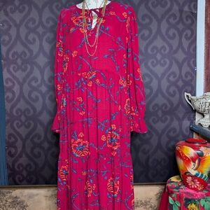 Knox Rose Red and Blue Long Sleeve Dress